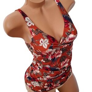 Tahiti Swim Tankini Women's Size 4-6 Multi Floral Tropical Swim Top excellent